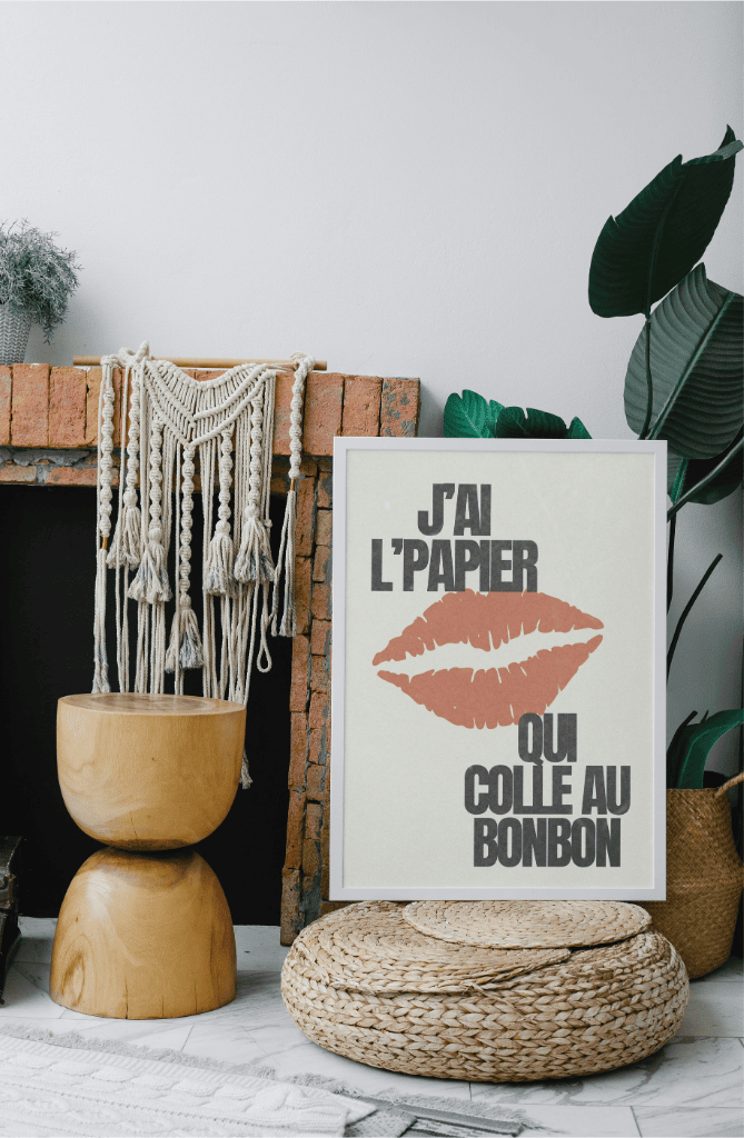 AFFICHE J AI LE PAPIER QUI COLLE AU BONBON