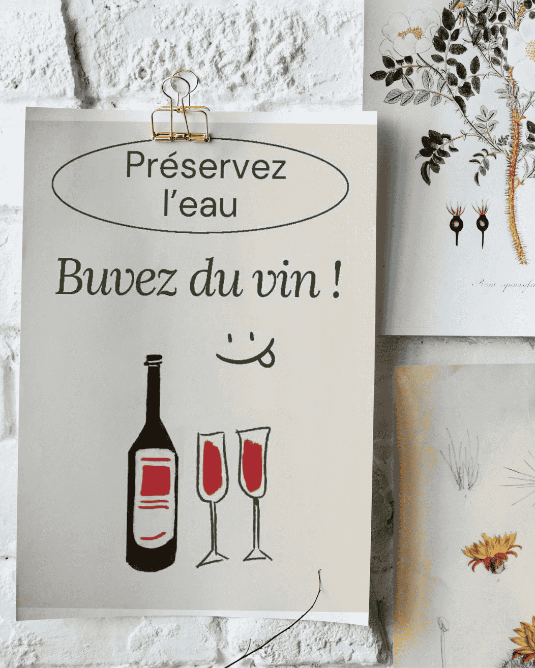 AFFICHE PRESERVEZ L EAU BUVEZ DU VIN