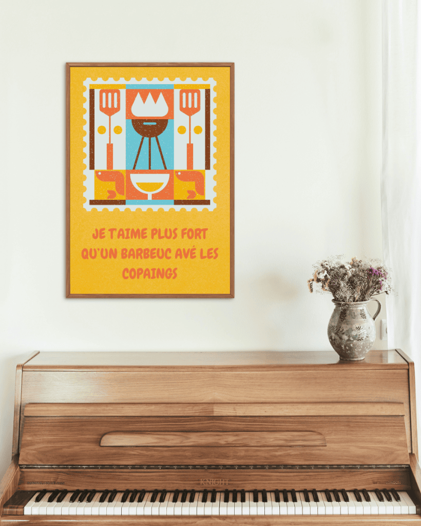 AFFICHE JE T'AIME PLUS FORT QU'UN BARBEUC