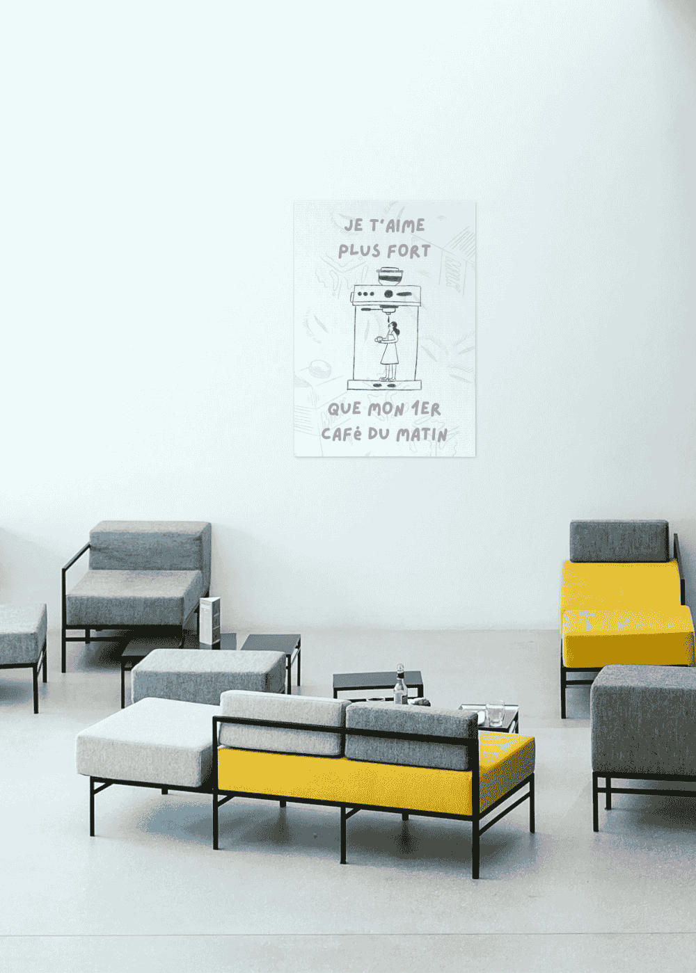 AFFICHE JE T'AIME PLUS FORT QUE MON 1ER CAFE DU MATIN
