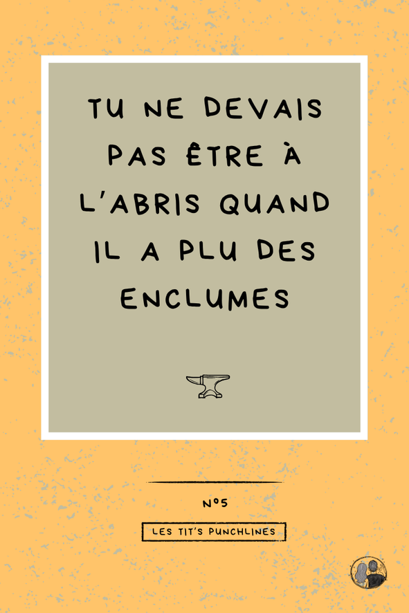 AFFICHE TU NE DEVAIS PAS ETRE A L ABRIS QUAND IL A PLU DES ENCLUMES