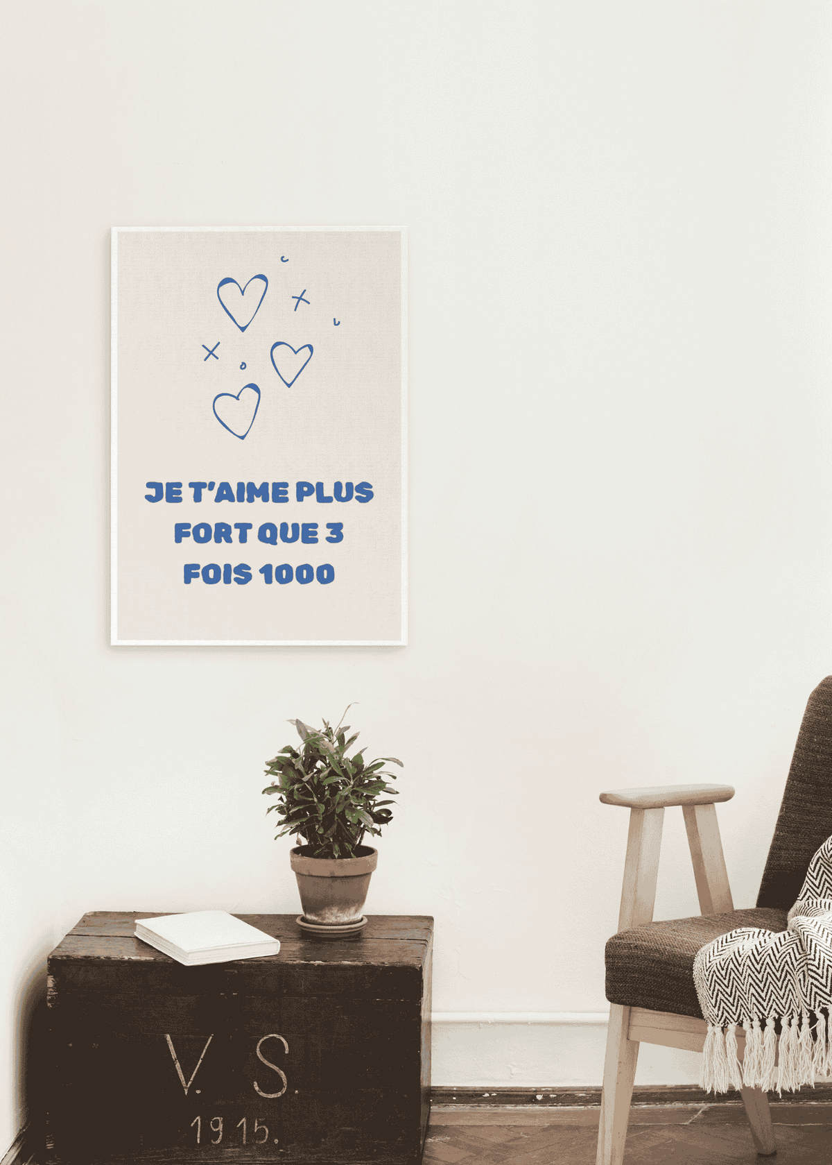 AFFICHE JE T'AIME PLUS FORT QUE 3 FOIS 1000