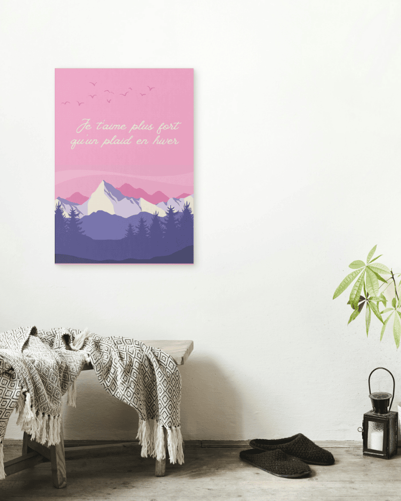 AFFICHE JE T'AIME PLUS FORT QU UN PLAID EN HIVER