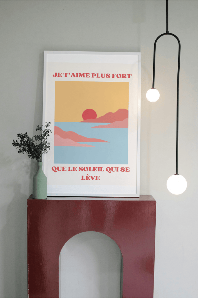 AFFICHE JE T'AIME PLUS FORT QUE LE SOLEIL QUI SE LEVE NUAGE