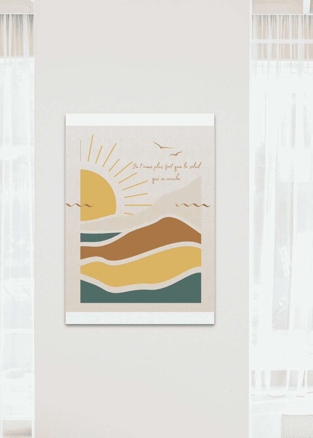 AFFICHE JE T'AIME PLUS FORT QUE LE SOLEIL QUI SE COUCHE HORIZON