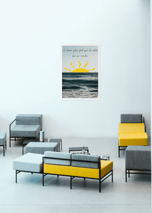 AFFICHE JE T'AIME PLUS FORT QUE LE SOLEIL QUI SE COUCHE MER