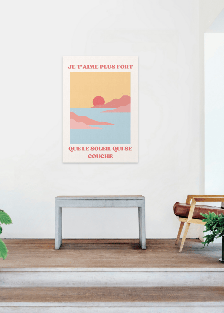 AFFICHE JE T'AIME PLUS FORT QUE LE SOLEIL QUI SE COUCHE NUAGE